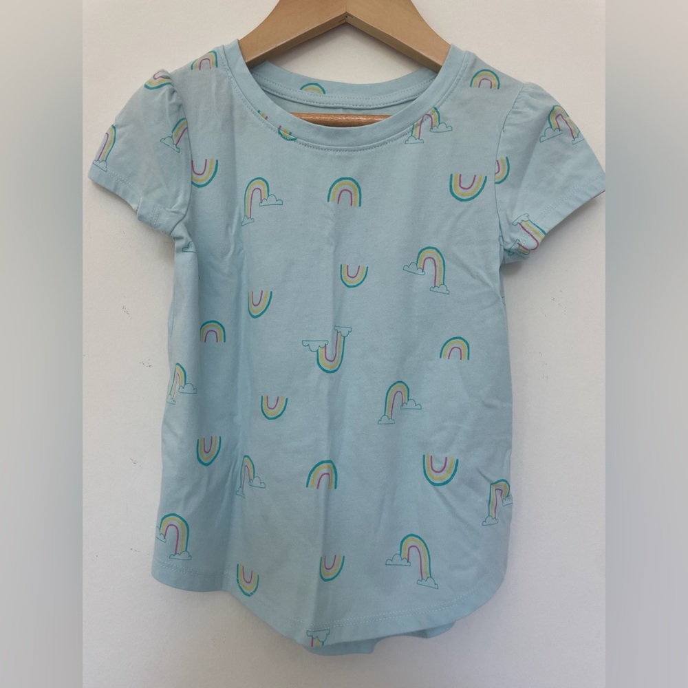 Cat & Jack Blue Short Sleeve Tee with Rainbow Print